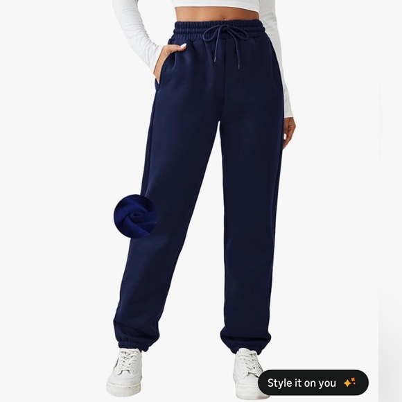 SpaceViking Pants - Woman’s Navy Blue Warm Fleece Lined Elastic Waist Joggers with Pockets (M) NWT